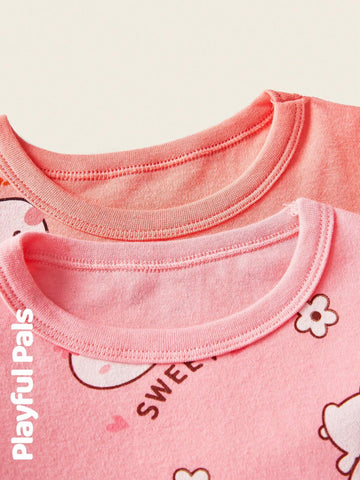 Playful Pals 1 Pc Young Girls Sweatshirts Rabbit Fun Cartoon Print Cute/Vintage/Casual/Home Spring/Summer