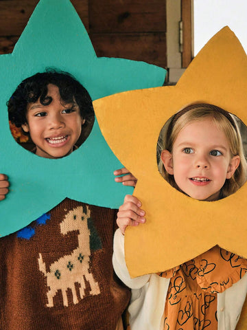 Playful Pals 1pc Cute/Retro/Casual Heart Print Dress With Ruffled Collar And Long Sleeves For Young Girls, Suitable For Indoor And Outdoor