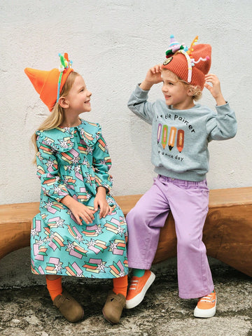1pc Young Girl Cute/Vintage/Casual/Back To School Hand-Drawn Star Print/Peter Pan Collar/Ruffle Trim Long Sleeve A-Line Dress, Suitable For Home & Outdoor Play, Spring/Autumn/Winter