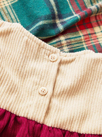 1pc Young Girls Cute/Vintage/Fun/Cartoon Christmas Tree Graphic Long Sleeve A-Line Dress, Suitable For Spring/Autumn/Winter