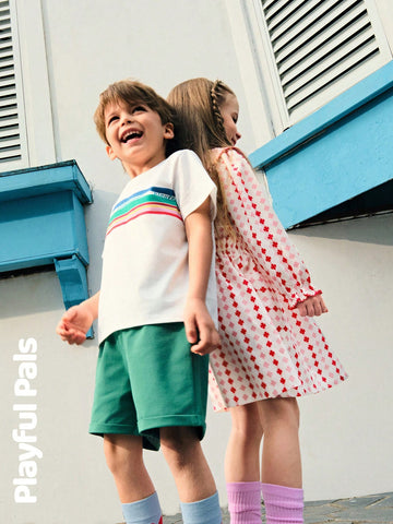 Playful Pals 1pc Young Girls Ruffle Collar, Reversible Collar, Color Block, Puff Sleeve, Heart, Trefoil, Quatrefoil Design Cute/Retro/Casual/Outdoor Basic Casual Any Occasion Dress
