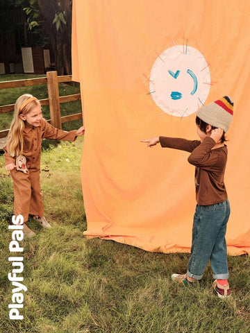 Playful Pals 2024 Young Girl Autumn/Winter Corduroy Jumpsuit With Half-Open Collar, Pocket, English Text & Cute Dog Print, Loose Casual Classic Jumpsuit