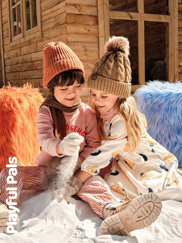 Playful Pals Girls Young Girl Autumn/Winter Star & Moon Print Round Neck Long Sleeve Loose Retro Elegant Floral Lace Decorated Warm Fleece Lining Dress