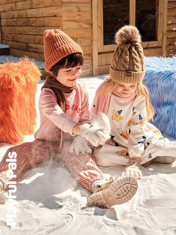 Playful Pals Girls Young Girl Autumn/Winter Star & Moon Print Round Neck Long Sleeve Loose Retro Elegant Floral Lace Decorated Warm Fleece Lining Dress