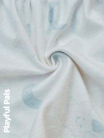 Playful Pals Girls Young Girl Autumn/Winter Star & Moon Print Round Neck Long Sleeve Loose Retro Elegant Floral Lace Decorated Warm Fleece Lining Dress