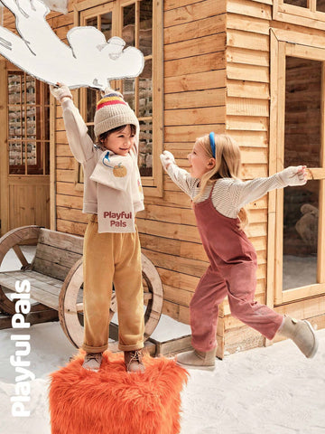 Playful Pals Young Girl Solid Color Pocket Loose Casual Jumpsuit With Straps, Autumn