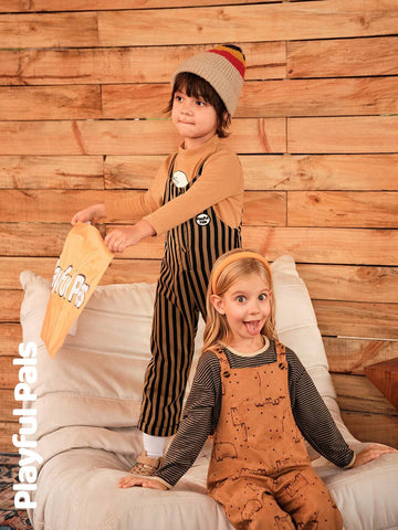 Playful Pals Young Girl Wide Strap All-Over Print Casual Jumpsuit