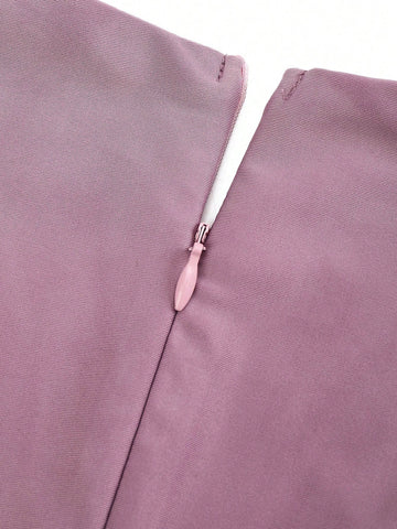 Plunging Neck Butterfly Sleeve Split Thigh Bridesmaid Dress