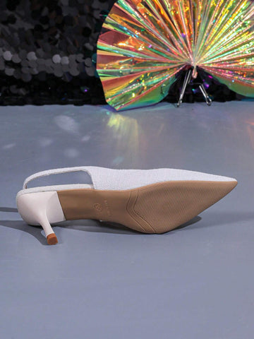 Plus Size French Elegant Classic High Heel Sandals, Pointed Toe, Slim Heels, European And American