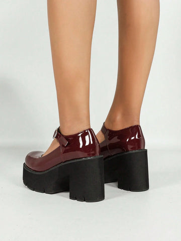 Plus Size Women Glitter Chunky High Heel Platform Pumps