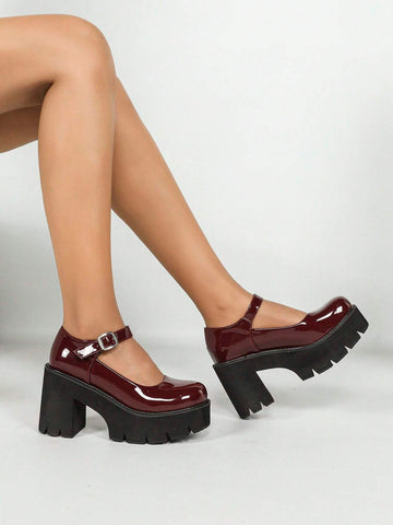 Plus Size Women Glitter Chunky High Heel Platform Pumps