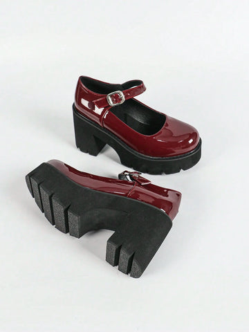 Plus Size Women Glitter Chunky High Heel Platform Pumps