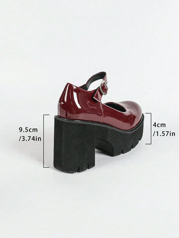 Plus Size Women Glitter Chunky High Heel Platform Pumps