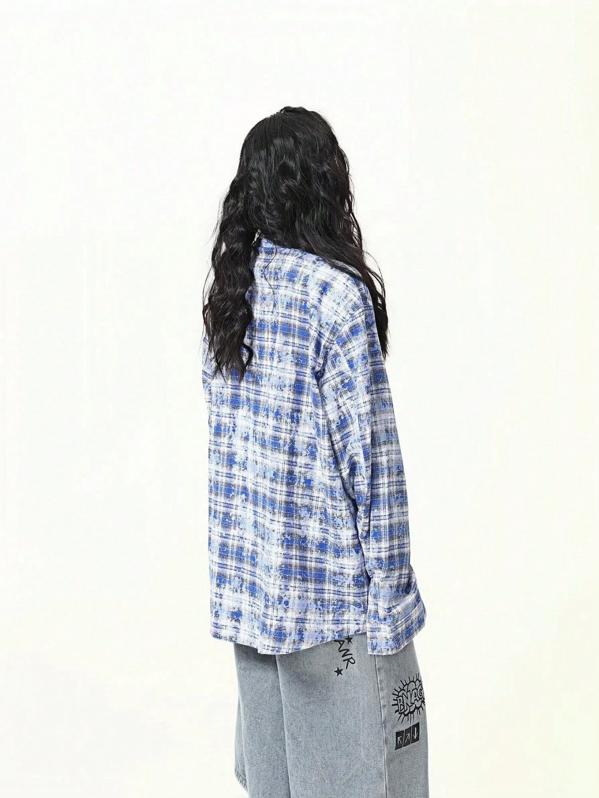 Plus Size Women's Plaid Long Sleeve Shirt, Casual Loose Button-Up Blouse Top, Suitable For Daily Wear And Home