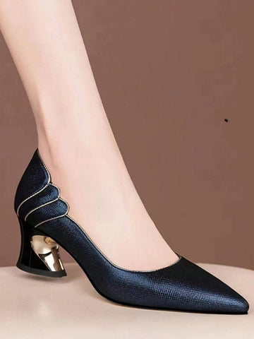 Point Toe Sculptural Heeled Court Pumps
