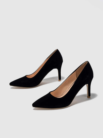 Point Toe Stiletto Heeled Faux Suede Court Pumps