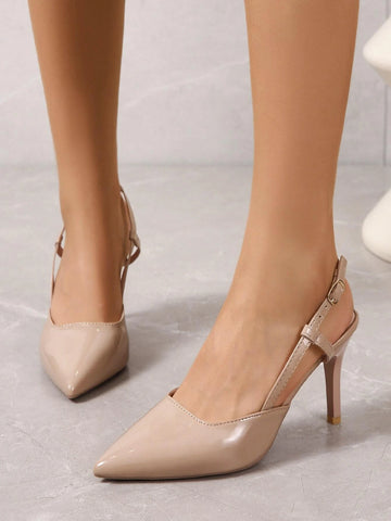 Point Toe Stiletto Heeled Slingback Pumps