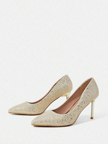 Pointed Toe Stiletto Glitter Party Women's High Heel Shoes