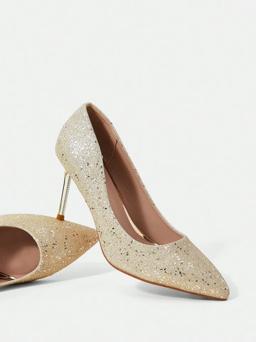 Pointed Toe Stiletto Glitter Party Women's High Heel Shoes
