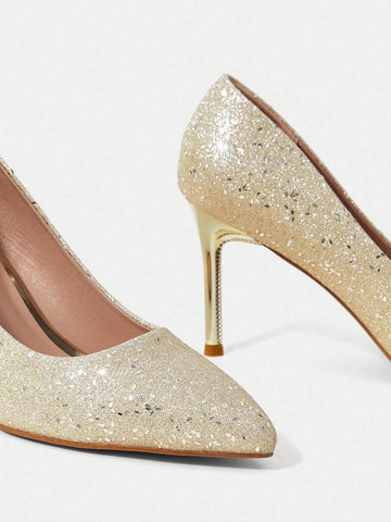 Pointed Toe Stiletto Glitter Party Women's High Heel Shoes
