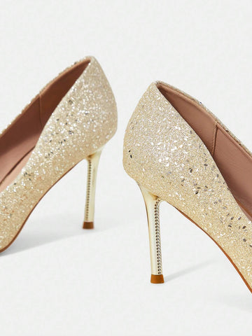 Pointed Toe Stiletto Glitter Party Women's High Heel Shoes
