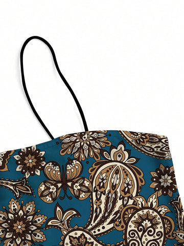 Polina Brazil Paisley Flower, Floral, Elegant, Resort Style Women Bodycon Cami Dress, Suitable For All Seasons