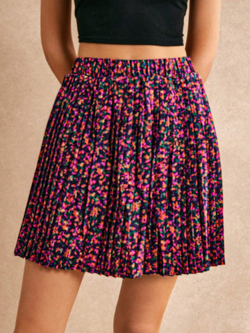 Poéselle Ditsy Floral Print Pleated Skirt