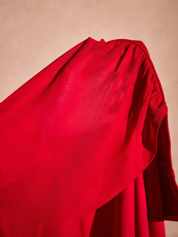 Poéselle Red Women Dresses,Valentine's Day Clothes,Bow Embellishment,Women Simple Solid Color Halter Mini Dress, Casual Daily Wear,Uitable For Everyday, Out On The Street, Dates, Parties, New Year's Eve Costumes, Dinner Parties