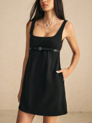Poéselle Women Casual Solid Sleeveless Mini Dress For Summer