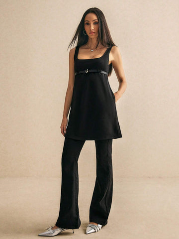 Poéselle Women Casual Solid Sleeveless Mini Dress For Summer