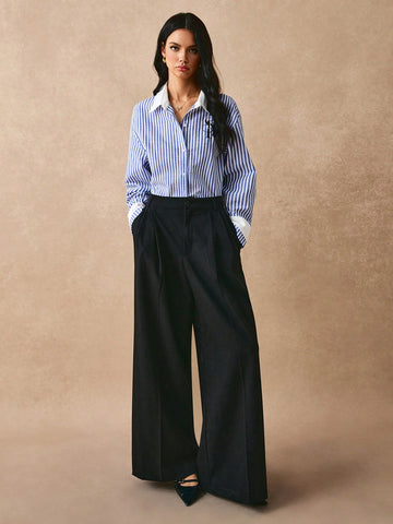 Women Casual Striped Letter Print Shirt,Long Sleeve Shirt