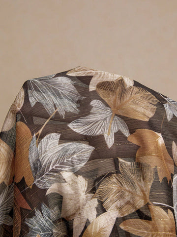 Women Floral Print Front Button Elegant Long Sleeve Blouse