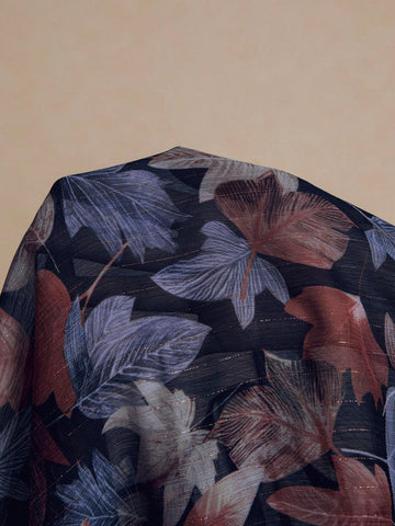 Poéselle Women's Casual Leaf Print Blouse, Spring Autumn