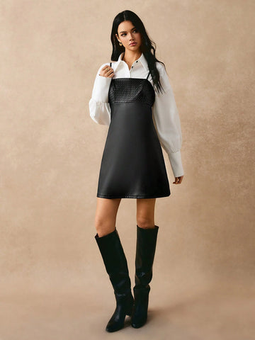 Poéselle Women's Solid Color Slip Dress Casual Versatile Sleeveless Mini Dress