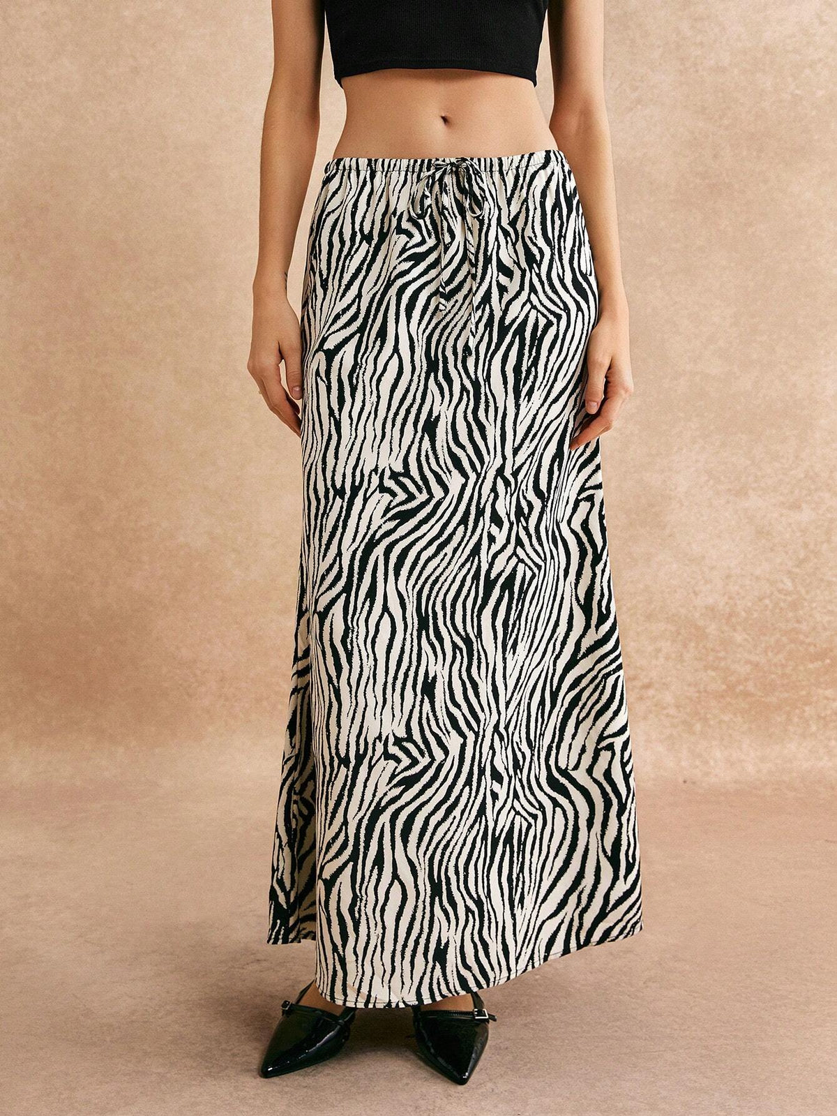 Poéselle Women's Zebra Print Belted Skirt
