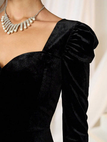 Poshira French High-End Luxury Women's Formal Gown Dress For Banquet