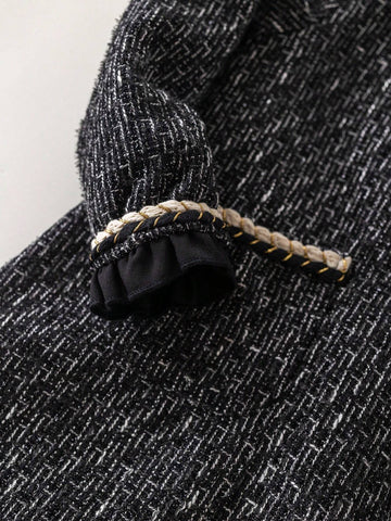 PrepCrw Elegant Young Girl Ruffle Collar Long Sleeve Versatile Dress