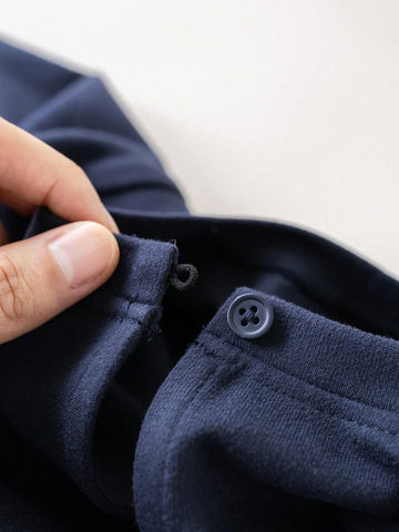 Young Girls Deep Blue Squirrel Print Loose Long Sleeve Dress Collegiate Style For Back To School Autumn/Winter