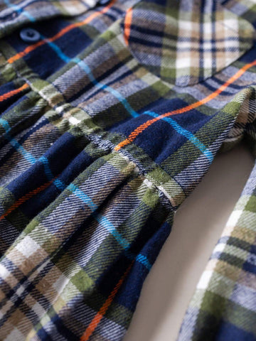 Young Girls' Plaid Long Sleeve Loose Woven Dress, Back To School, Autumn/Winter