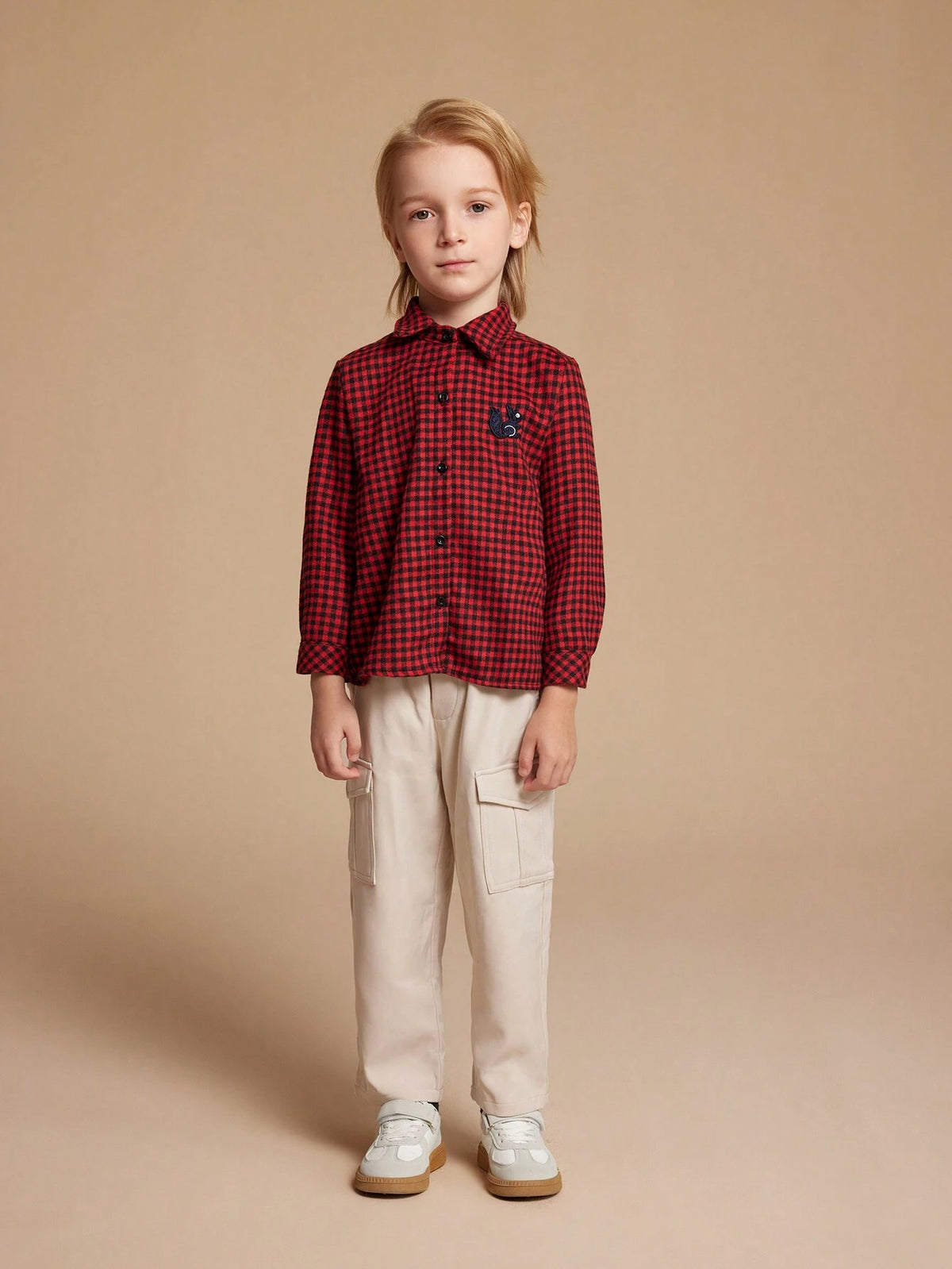 PrepCrw Young Boy Vintage Plaid Button Front Long Sleeve Shirt, Casual Autumn