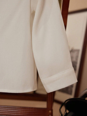 Young Girls Academy Style White Frill Collar Fitted Long Sleeve Shirt