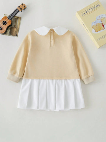 PrepCrw Young Girls Apricot Color Fitted 2-In-1 Dress, Spring/Summer