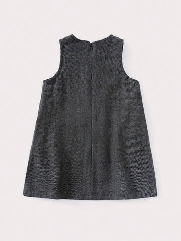 PrepCrw Young Girls' Casual Loose Pocket Decor Sleeveless Woven Dress