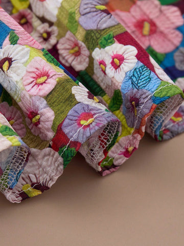 PrepCrw Young Girls Ditsy Floral Loose A-Line Round Neck Ruffle Hem Woven Dress, Suitable For Spring And Autumn