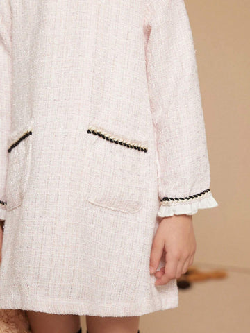 PrepCrw Young Girls Elegant Ribbon Trim Dress, Autumn