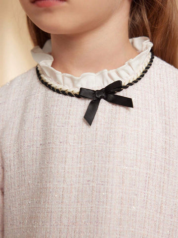 PrepCrw Young Girls Elegant Ribbon Trim Dress, Autumn