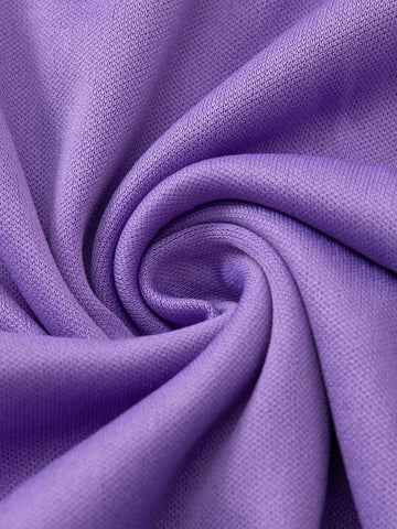 PrepCrw Young Girls' Elegant School Style Purple Lace Bow Decor Knit Waisted A-Line Dress, Spring/Autumn