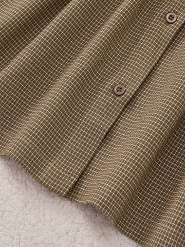 PrepCrw Young Girls' Khaki Color Butterfly Decor A-Line Front Button Closure Woven Cinched Waist Dress, Autumn/Winter