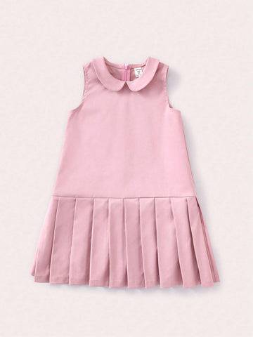 PrepCrw Young Girls' Loose Fit Sleeveless Woven College Style Dress