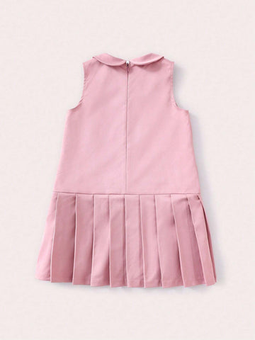 PrepCrw Young Girls' Loose Fit Sleeveless Woven College Style Dress